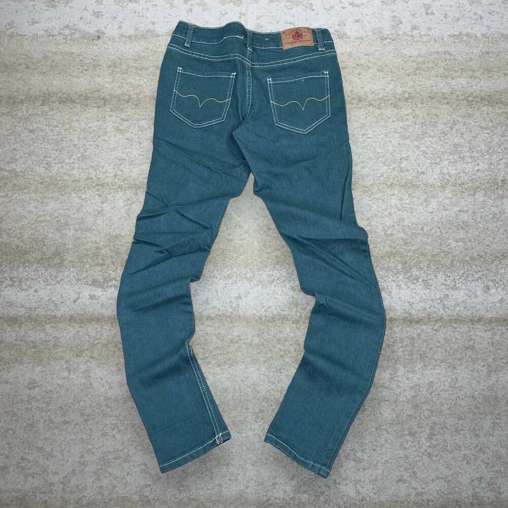 Vintage Y2K Skate Jeans 28x32 Skinny Forest Green Denim Members Property